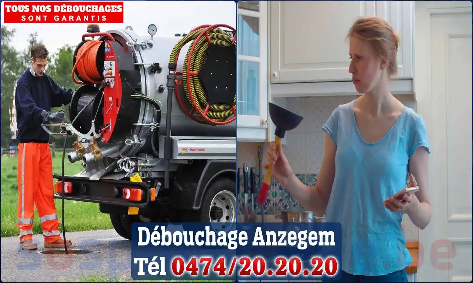 Débouchage canalisation Anzegem - SOS Plomberie