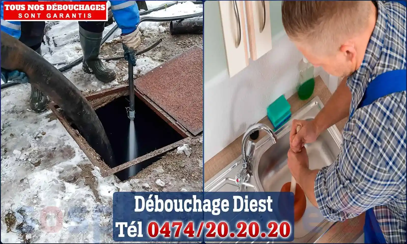 Débouchage canalisation Diest - SOS Plomberie