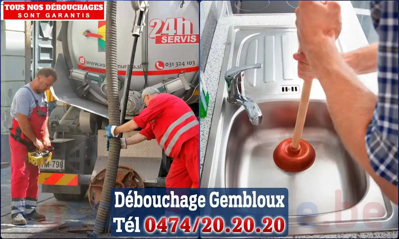 Débouchage canalisation Gembloux - SOS Plomberie