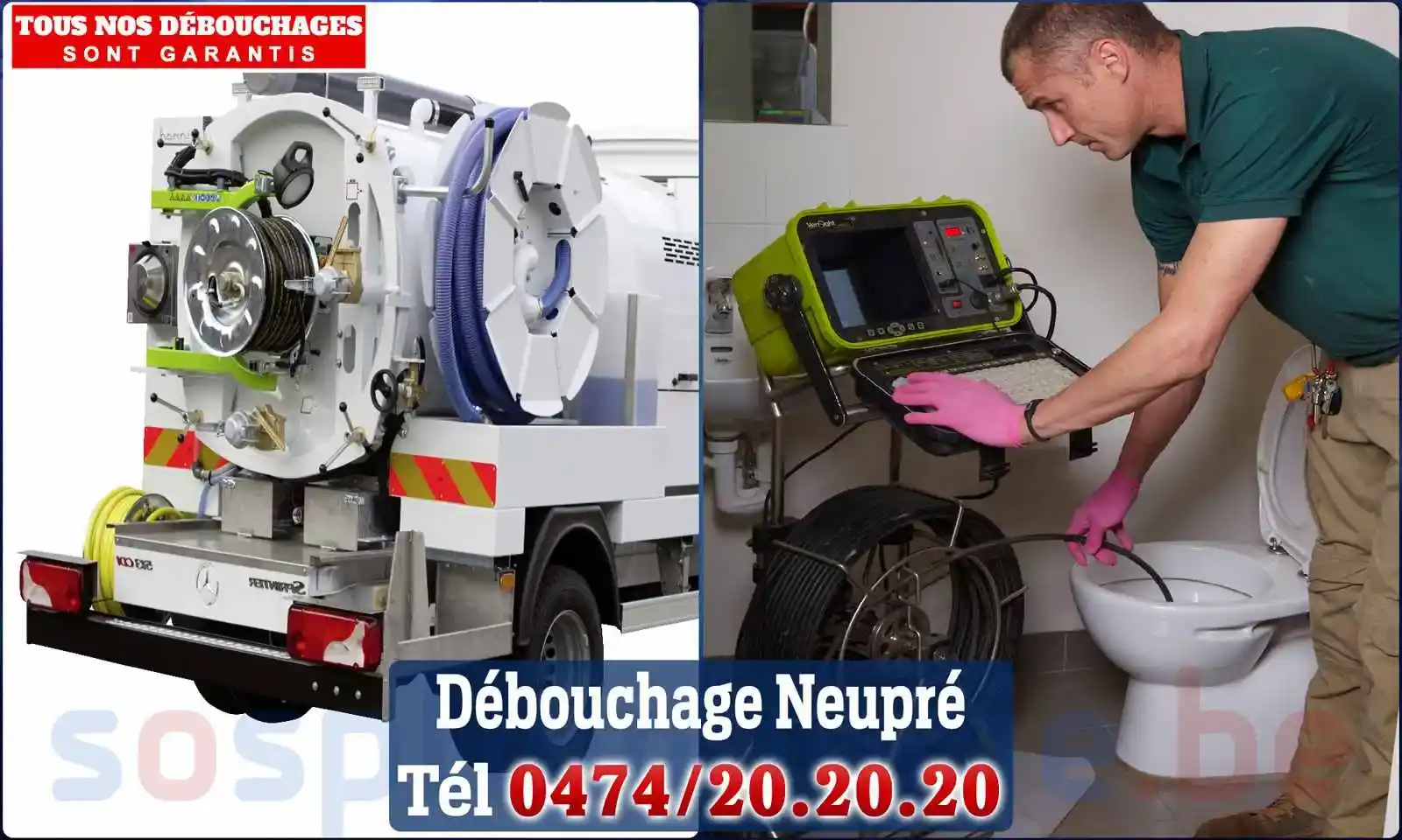 Débouchage canalisation Neupré - SOS Plomberie