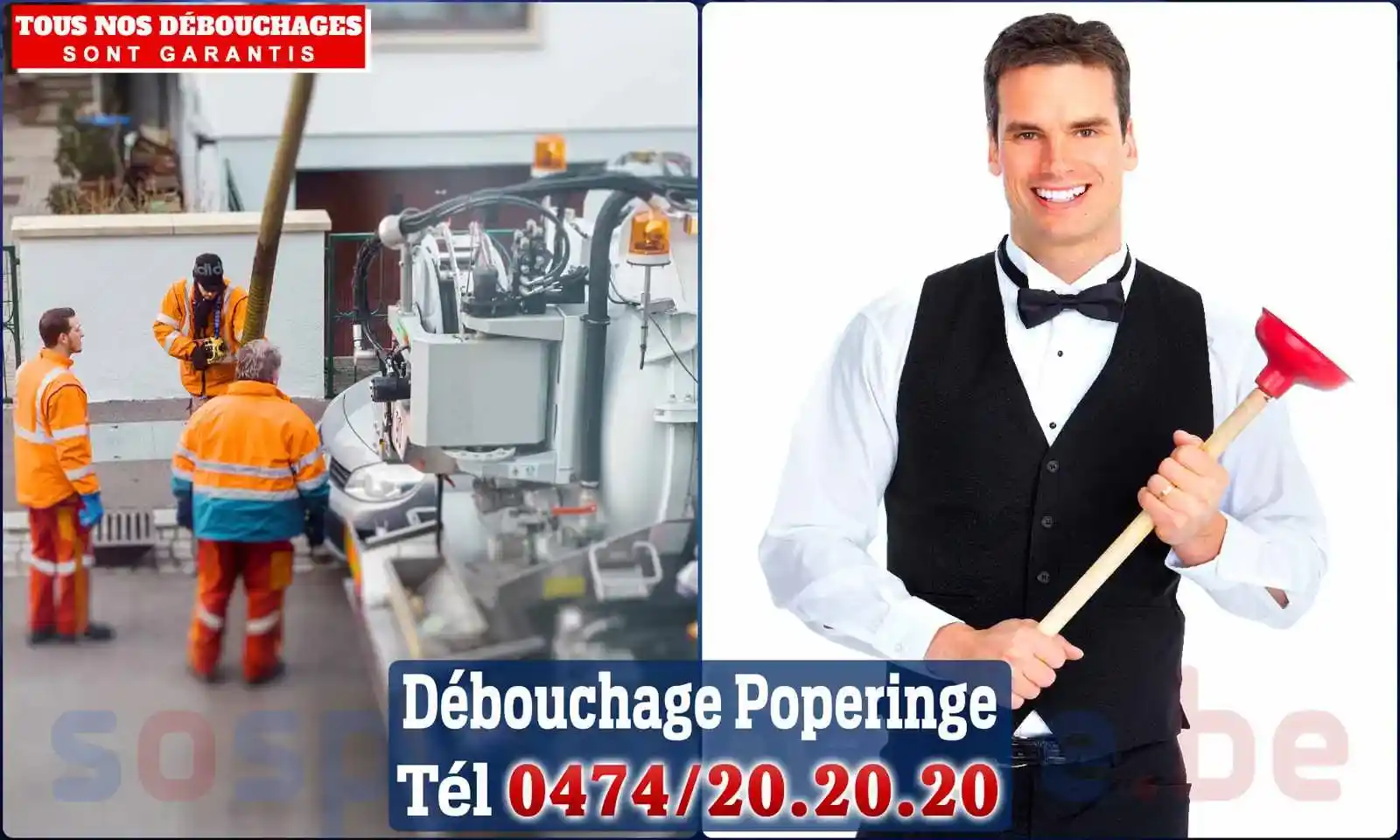 Débouchage canalisation Poperinge - SOS Plomberie