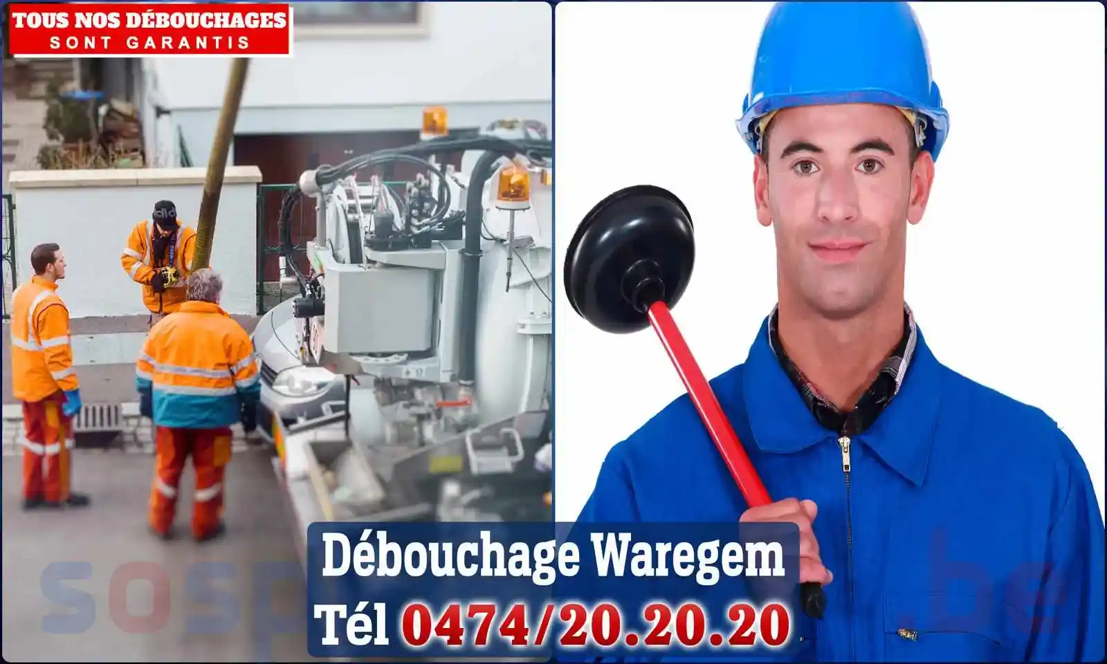 Débouchage canalisation Waregem - SOS Plomberie