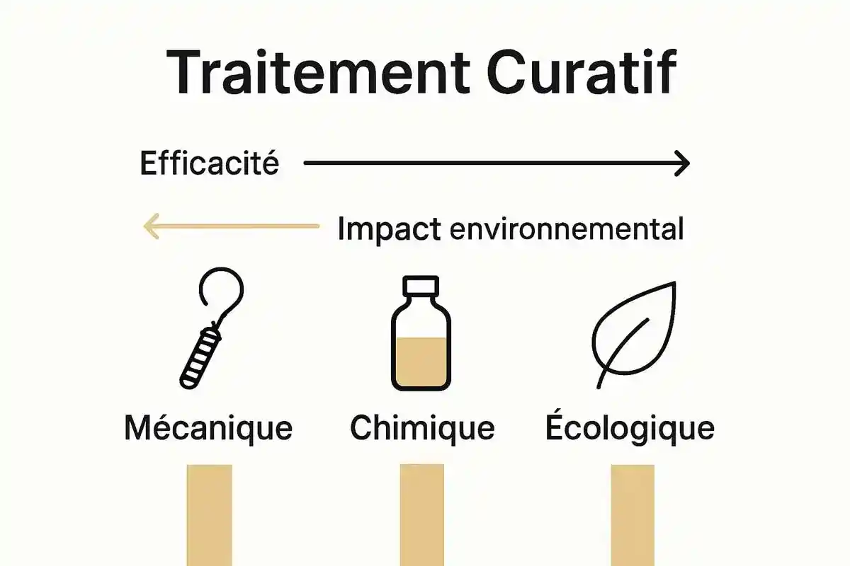 Comparaison visuelle des méthodes mécaniques, chimiques et écologiques de débouchage.