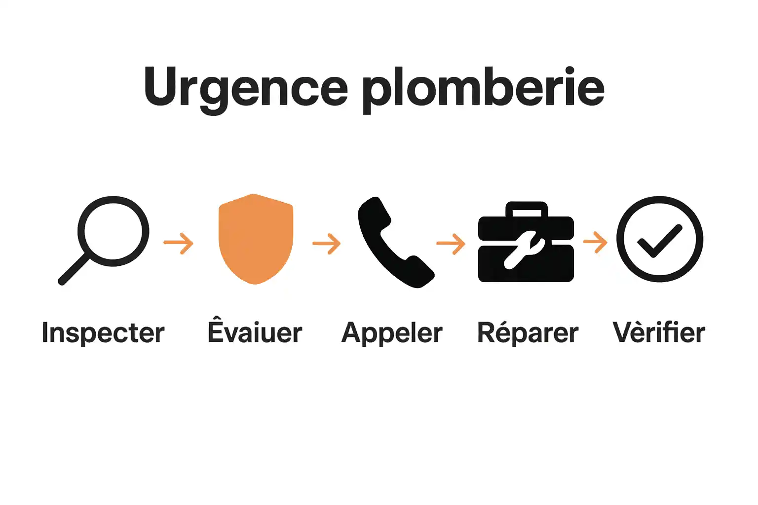 Infographie étapes workflow urgence plomberie