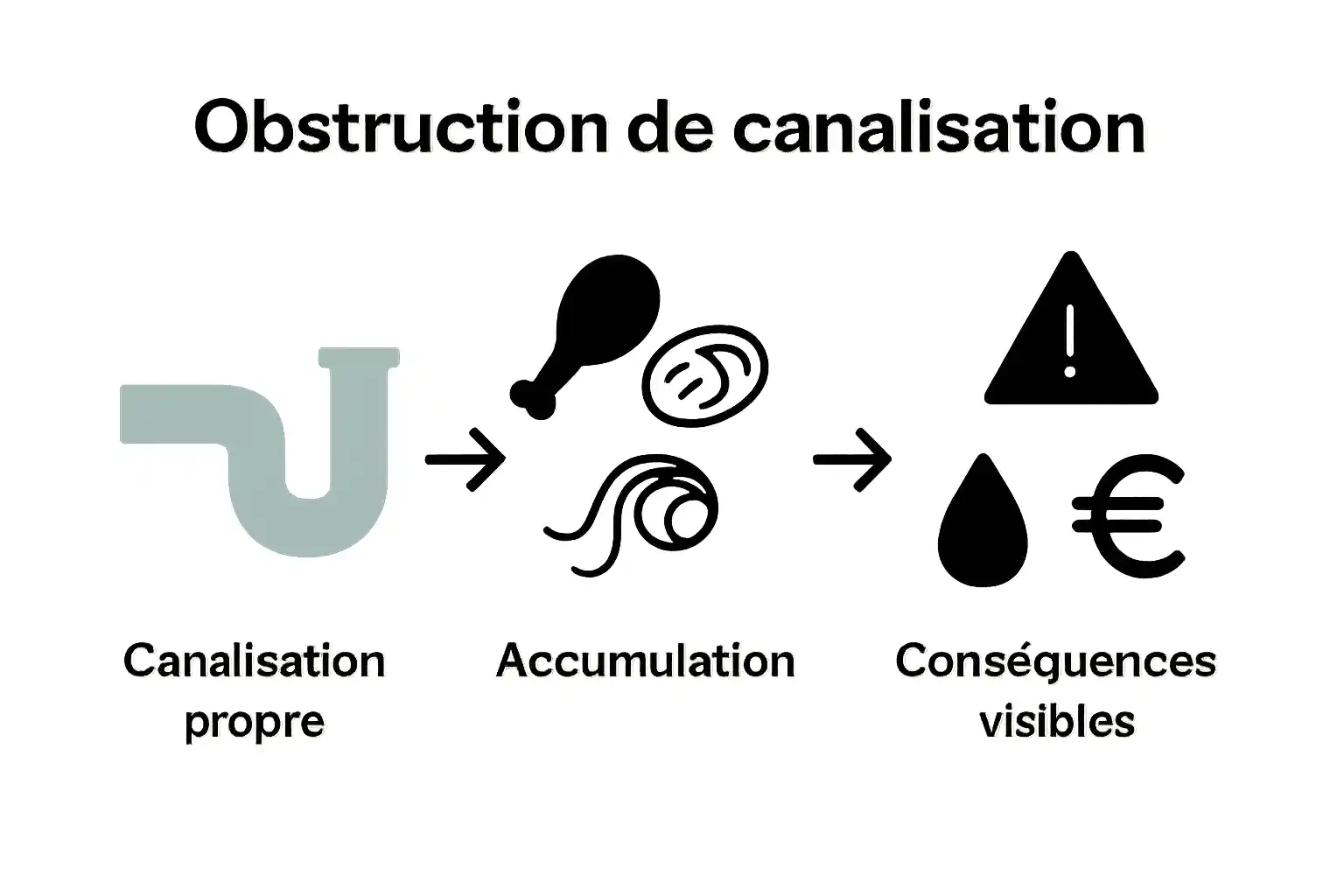 Infographie montrant étapes d’obstruction de canalisation