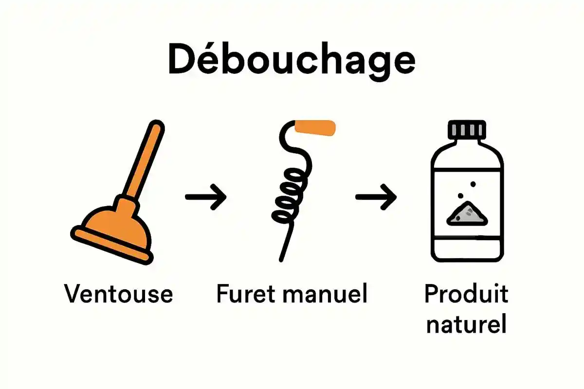 Infographie trois méthodes pour déboucher canalisation