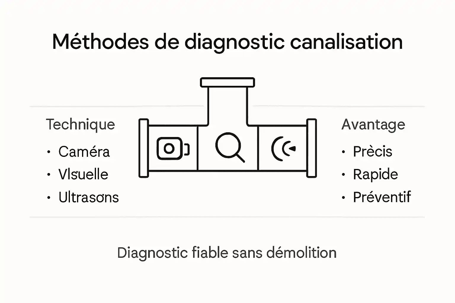 Infographie : les différentes techniques de diagnostic des canalisations à Bruxelles