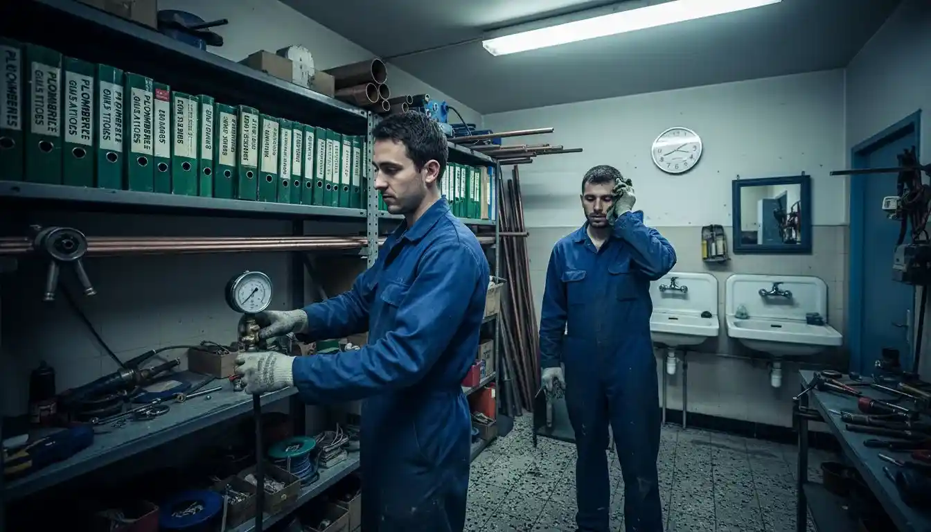 Stage pratique de plomberie animé avec des apprentis venus de Belgique