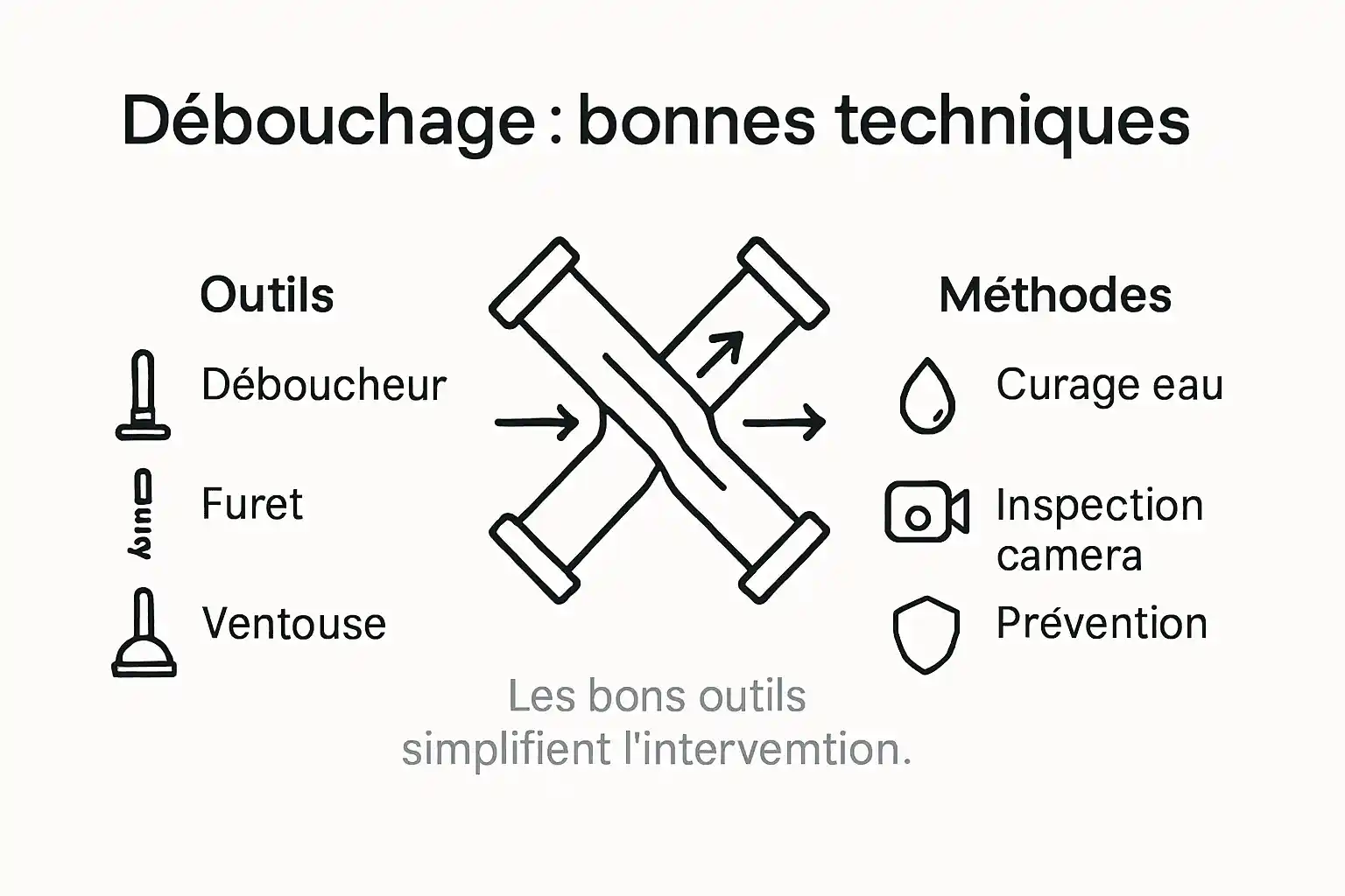 Visuel explicatif : les méthodes efficaces pour déboucher vos canalisations